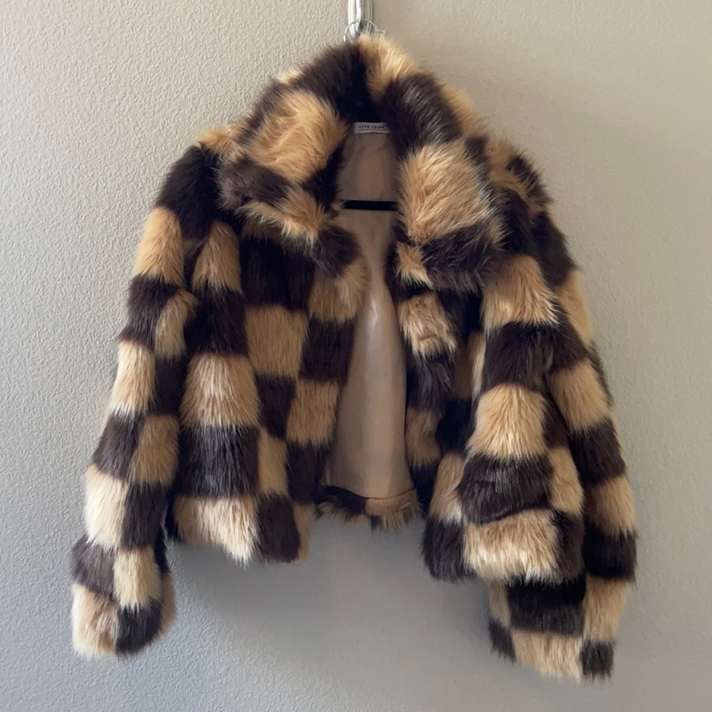 Checker board cropped coat